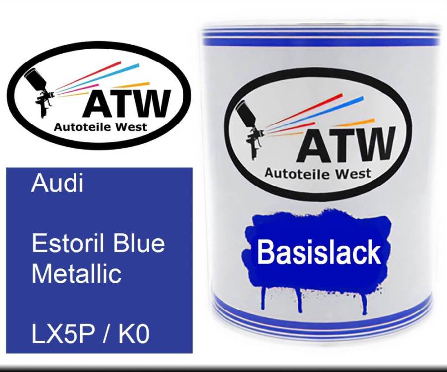 Audi, Estoril Blue Metallic, LX5P / K0: 1L Lackdose, von ATW Autoteile West.